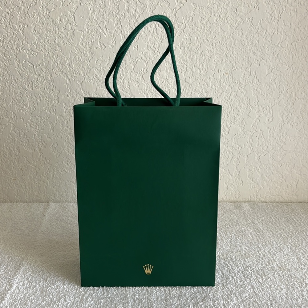 Authentic Rolex Green & Gold Bag